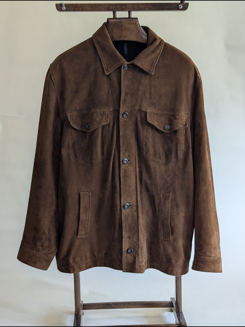 Archival Zegna Sport Suede Jacket Brown XXL Made in Italy Insulated Wool Lining